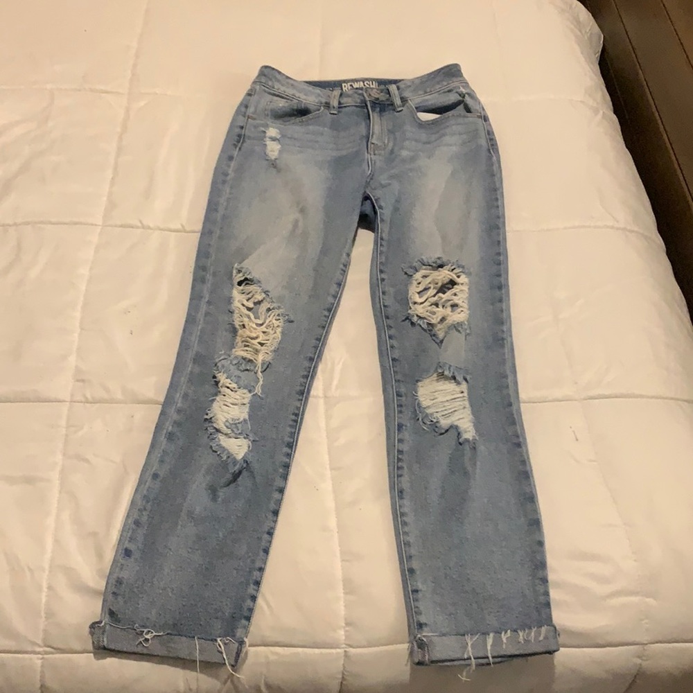 Target light wash ripped high rise mom jeans